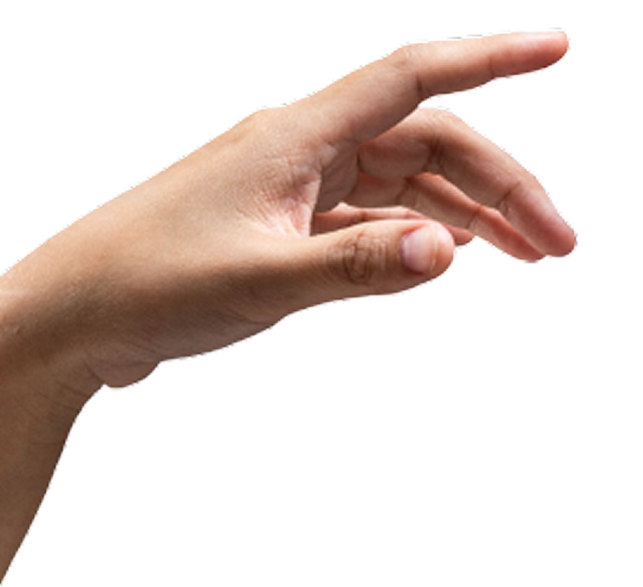 Human hand reaching toward artificial intelligence